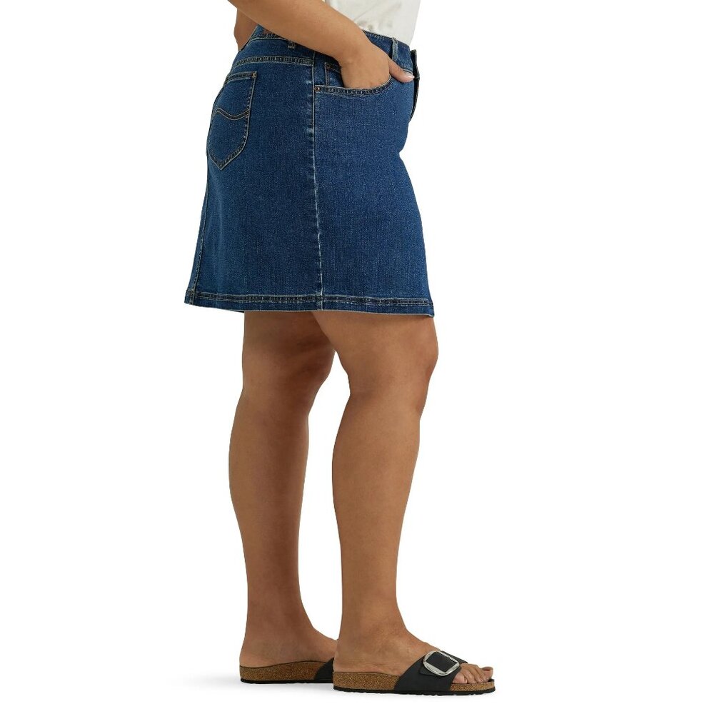 Lee Denim Skort Mid Rise Regular Fit Women’s Plus Size 26W Stretch Hidden Short - Picture 3 of 10